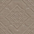 3d embossed arabesque seamless pattern. Textured emboss grunge background. Vector repeat waffle backdrop. Arabian style geometric Royalty Free Stock Photo