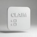 3d embossed claim text on a white square button with checkboxes and a subtle shadow effect Royalty Free Stock Photo