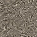 3d embossed seamless pattern. Vector grunge textured background with embossing effect. Futuristic modern geometric ornament. Royalty Free Stock Photo