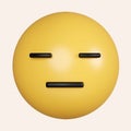 3d emoji annoying. emoticon with closed neutral mouth for social network media. disdain boredom emoji. icon isolated on