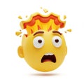 3d emoticon head exploding graphic isolated on white background Royalty Free Stock Photo