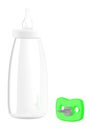 3d empty baby bottle and a pacifier Royalty Free Stock Photo