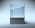 3d Empty glass showcase box for exhibit and presentation