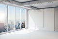 3d empty space interior with big windows and view Royalty Free Stock Photo