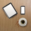 3d empty tablet with mobile phone Royalty Free Stock Photo