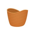 3D empty wicker basket with wavy edge and brown braided texture Royalty Free Stock Photo