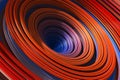 3D energetic vortex, colorful red circles