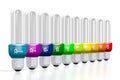 3D energy efficiency chart - light bulbs - A+++, A++, A+, A, B, C, D, E, F, G Royalty Free Stock Photo