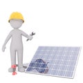 3d engineer installing photovoltaic panels