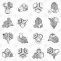 3D engineering vectors, abstract shapes collection