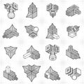 3D engineering vectors, abstract shapes collection.