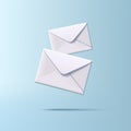 3D envelope icon, incoming mail notify, newsletter email, two closed envelopes, icon composition Royalty Free Stock Photo