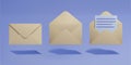 3D envelopes. Set with envelopes Royalty Free Stock Photo