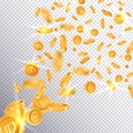 3d euro gold coins explosion in realistic style,big win jackpot game casino concept on transparent background,business Royalty Free Stock Photo