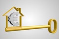 3D Euro sign and house/ key shape. Royalty Free Stock Photo