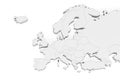 3D Europe map with marked borders - area of Corsica marked with Corsica flag