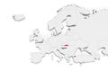 3D Europe map with marked borders - area of Hungary marked with Hungary flag Royalty Free Stock Photo