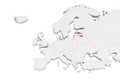 3D Europe map with marked borders - area of Latvia marked with Latvia flag Royalty Free Stock Photo