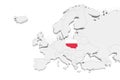 3D Europe map with marked borders - area of Poland marked with Poland flag