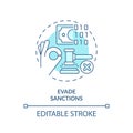 2D evade sanctions blue line icon concept Royalty Free Stock Photo