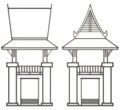 3D evelation drawing of south-east Asian pavilion or temple