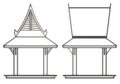 3D evelation drawing of south-east Asian pavilion or temple in f Royalty Free Stock Photo