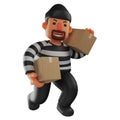 3D an Evil Thief Cartoon Character steals some boxes