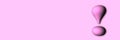 3D exclamation point, in a pink background. Banner format with copy space Royalty Free Stock Photo