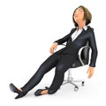 3d exhausted business woman sleeping in chair Royalty Free Stock Photo