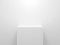 3d exhibition stand. White blank empty podium isolated on gray background for presentation and exposition. Vector illustration for Royalty Free Stock Photo