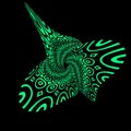 3D exploding surface design in green and black