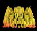 3D exploding surface view puzzle in yellow gold and orange