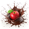 3D explosion of chocolate with red apple fruit Royalty Free Stock Photo