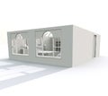3d exterior rendering illustration of roofless home apartment Royalty Free Stock Photo