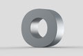 3D extruded uppercase letter O isolated on soft gray background.