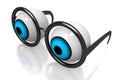 3D eyes, eyeballs and glasses, white background Royalty Free Stock Photo