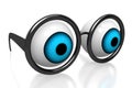 3D eyes, eyeballs and glasses, white background Royalty Free Stock Photo