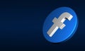 3D Facebook Button Logo in dark blue background. with Copy space.