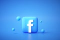 3D Facebook logo background. Facebook a famous social media platform