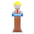 3D faceless Donald Trump at tribune