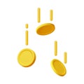 3D Falling Gold Coins Isolated. Money Rain Royalty Free Stock Photo