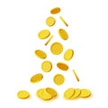 3D Falling Gold Coins Isolated. Money Rain Royalty Free Stock Photo