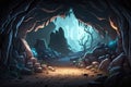 2D fantasy cave in rock background environment for a battle arena mobile game