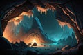 2D fantasy cave in rock background environment for a battle arena mobile game