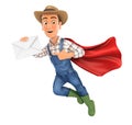 3d farmer flying and pointing mail icon