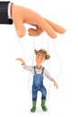 3d farmer puppet manipulation concept