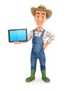 3d farmer standing with a tablet