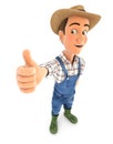 3d farmer standing with thumb up