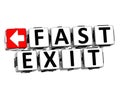 3D Fast Exit Button Click Here Block Text