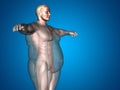 3D fat overweight vs slim fit diet with muscles young man